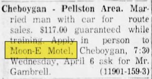 Pine River Motel (Moon-E-Motel) - Apr 1960 Ad (newer photo)